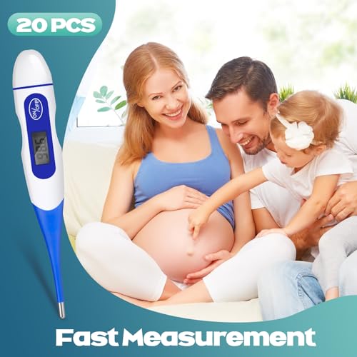 TrelaCo 20 Pcs Digital Thermometers, Oral Fast Reading, Blue | Fever Basal Temperature Measurement, Flexible Tip Underarm Rectal Oral, Thermometer for Adults - size: Blue