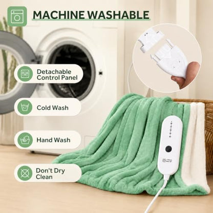 Heated Blanket Electric Blanket Twin Size, Aqua Green - color: Aqua Green, size: Twin-62"x84"