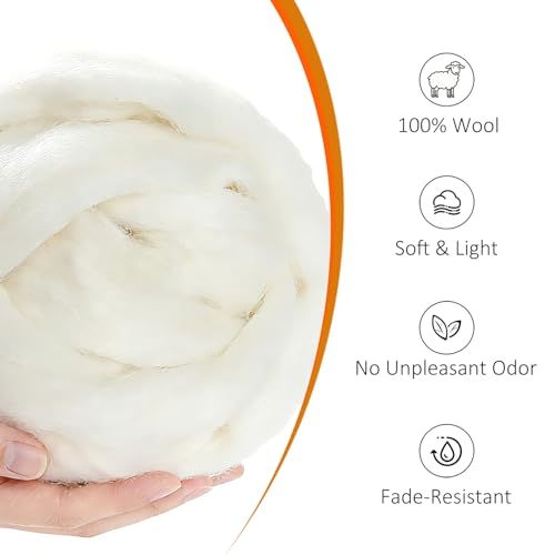3.4oz Needle Felting Wool Star White for DIY Needle Craft Enthusiasts - color: Star White
