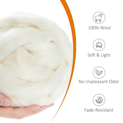 3.4oz Needle Felting Wool Star White for DIY Needle Craft Enthusiasts - color: Star White