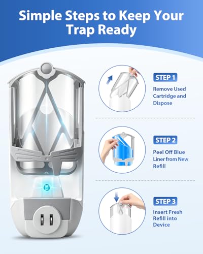 UBeesize 12 Pack Insect Trap Refill Cartridges, 2026 Upgraded Strong Adhesive Refills for Indoor Plug-in Bug Traps, Compatible with M364 and Max Devices, Easy to Replace and Long Lasting - size: 12pack
