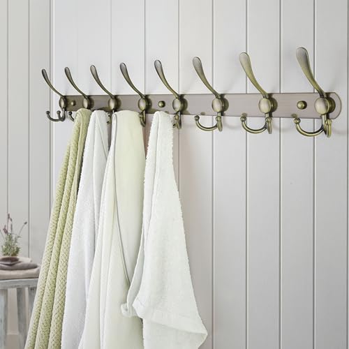 Dseap Coat Rack Wall Mount - 29.5” Long 8-Tri-Hooks Heavy Duty Coat Hanger Rail Wall Hooks for Hanging Coats Hats Clothing Clothes Purse Mudroom Entryway, Bronze - color: Bronze, size: L=29.5” (1 Pcs)