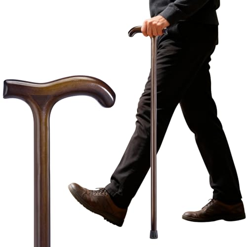 Wooden Walking Cane for Men & Women – 36 Inch Wood Cane with Stable Tip, Ergonomic Mobility Aid for Seniors, Comfortable Grip - Supportive Mobility Aid for Seniors