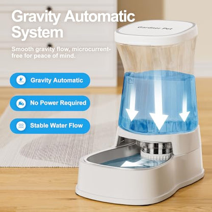 Automatic Dog Water Dispenser, Stainless Steel Bowls Feeder, 100% BPA-Free - color: Pearl White, size: 1 Gallon