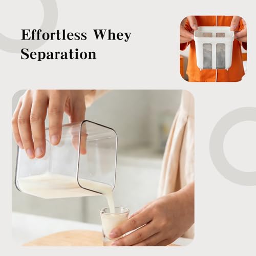 Greek Yogurt Strainer with Lid, 1800ML (61 Oz) Fine Mesh Stainless Steel Strainer, Reusable Kefir Strainer & Milk Filter for Homemade Thick Yogurt Rice Tea Juicing