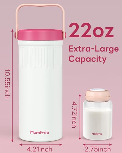 22oz Portable Breast Milk Cooler for Breastmilk, Liquid Gold Saver 360° Cooling Keeps Milk Fresh for 24 Hours, Larger Capacity Breastmilk Chiller with 2pcs Bottles for Outdoor Mom