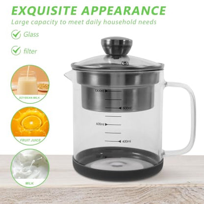 Alipis Soy Milk Filter Pot Fine Mesh Strainer Pitcher with Scale Tea Strainer Jug for Kitchen Juice Soup and Soybean Milk 1.5L Capacity 7.48 X 6.29 X 4.72 in 1 Pot