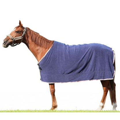 Horse Rug Fly Sheet Lightweight Cooler Blanket for Horses with Velcro Front Moisture Wicking Breathable Turnout Rug for Spring Fall, Blue