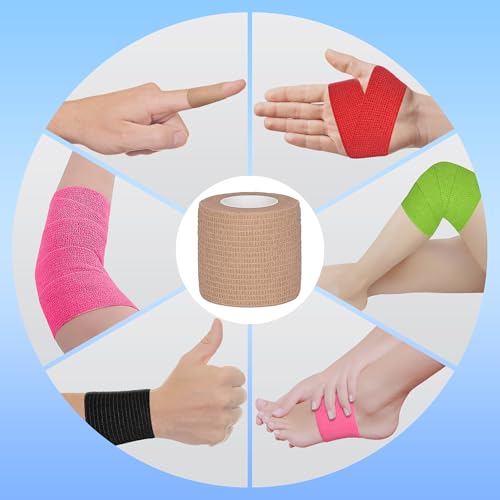 Tindobewan Self Adhesive Bandage Wrap, 2 Inches 8 Rolls Light Brown - color: Light Brown, size: 2 Inch