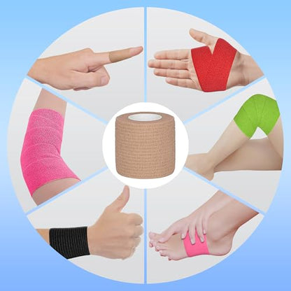 Tindobewan Self Adhesive Bandage Wrap, 2 Inches 8 Rolls Light Brown - color: Light Brown, size: 2 Inch