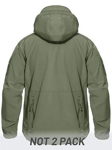 TACVASEN Men's Tactical Softshell Jacket Winter Soft Warm Fleece Lined - color: Army Green, size: Small