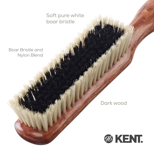 Kent CP6 Clothes Brush. Cashmere Care Dark Wood with Black & White Boar Bristle, Lint Remover for Wool and Silk for Keeping Delicate Fabrics Free from Fibres, Fluff and Pet Hair. Made in England - style: CP6