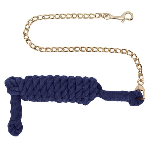 Schneiders 10' Cotton Lead Rope with Chain | Heavy-Duty Horse Lead Rope | 30 Inch Brass-Plated Chain | Soft Grip | Everyday Barn & Equestrian Use | Color Royal - color: Royal