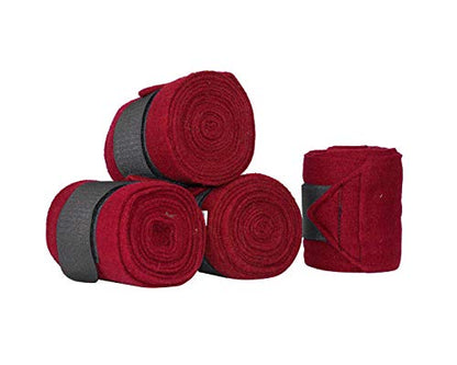 Derby Originals Set of 4 Super Soft Fleece Horse Polo Wraps with Velcro - color: Red