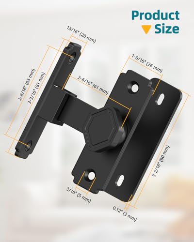 90 Degree Barn Door Lock, Rustproof Sliding Gate Latch, Black 1Pc - color: Black-1PC