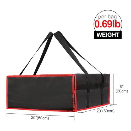 Bodaon Insulated Pizza Delivery Bag, 20" x 20" x 8" Pizza Warmer Bags for Carry Hot, Insulated Food Delivery Bag, Insulated Grocery Bags, Black with Red Edge, 1-Pack | Pizza Warmer Bags for Carry Hot Food, Insulated Food Delivery Bag, Grocery Shopping Bag