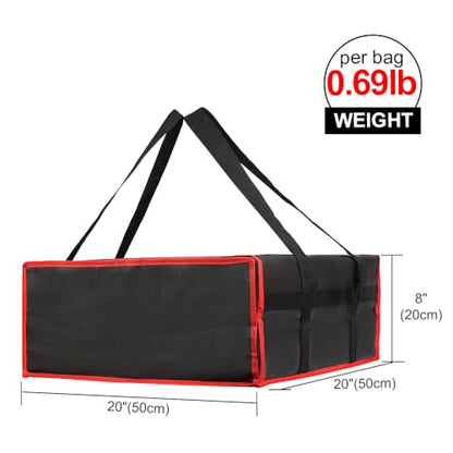 Bodaon Insulated Pizza Delivery Bag, 20" x 20" x 8" Pizza Warmer Bags for Carry Hot, Insulated Food Delivery Bag, Insulated Grocery Bags, Black with Red Edge, 1-Pack | Pizza Warmer Bags for Carry Hot Food, Insulated Food Delivery Bag, Grocery Shopping Bag
