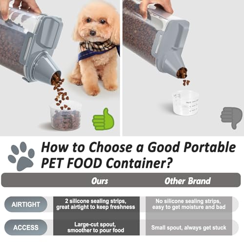 Dog Cat Food Storage Container with Cup (Dark Gray, 2.5L) - color: Dark Gray, size: 2.5L