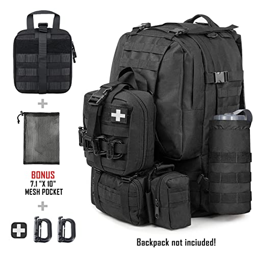 LIVANS 1000D First Aid Bag Empty, Medical Ifak Pouch for Emergency & EMT - color: Black(7.1"l X 3.5"w X 8"h)