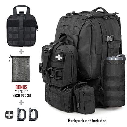 LIVANS 1000D First Aid Bag Empty, Medical Ifak Pouch for Emergency & EMT - color: Black(7.1"l X 3.5"w X 8"h)