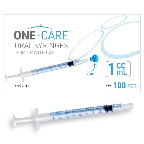 ONE-CARE Oral Syringe, 1 mL, Slip Tip, with Cap, 100 Count - size: 1ml