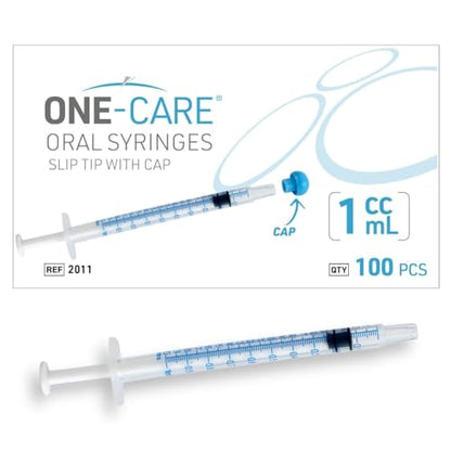 ONE-CARE Oral Syringe, 1 mL, Slip Tip, with Cap, 100 Count - size: 1ml