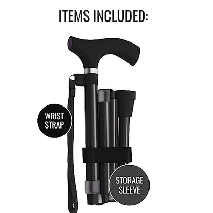 Switch Sticks Folding Walking Cane For Women & Men - color: Black