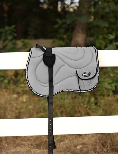 Harrison Howard Bareback Horse Riding Pad Breathable Mesh Cushioned No-Saddle Pad with Girth for Trail Training - color: Dark Grey