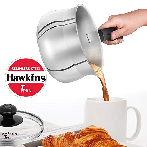 Hawkins Stainless Steel Tpan 1.5L with Glass lid - size: 1.6 Quarts