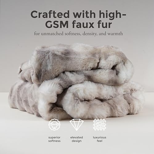 Mon Chateau 60" x 70" Dream Faux Fur Throw, Marble Print, Driftwood Bubble | Cozy Layer Comfort For Couch, Bed Or Chair. Lightweight Polyester Fabric With Easy Machine Wash Care - color: Driftwood Bubble