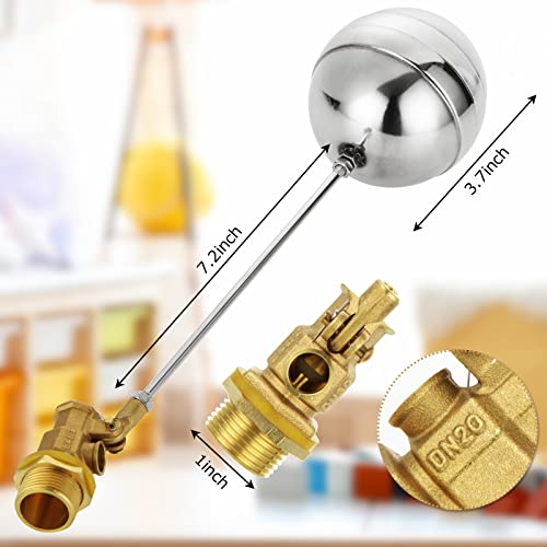 ABuff 2 Pack Stainless Steel Float Ball Valves 3/4 Inch Thread Float Valve for Water Tank, DN20 Floating Ball Valve Automatic Water Level Control Float for Tank Pond Water Pump Aquariums Reservoir