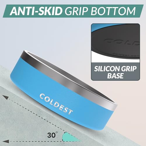 Coldest Dog Bowl - Anti Rust Metal, Non Slip, 3 Layers Insulated Stainless Steel Dog Bowls - Spill Proof & Heavy Duty - Water Bowl for Dogs, Cats & Pets, Dish Washer Safe (42 oz, Celestial Blue) - color: Celestial Blue, size: 42 oz