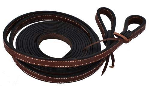 8' Dark Brown Leather Split Reins w/Leather Tie Bit Loops