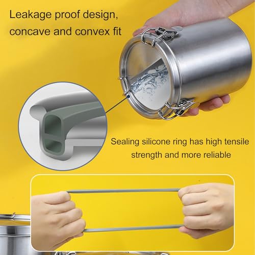 Pongnas Stainless Steel Pet Food Container, Metal Dog Food Container for Dog Food, Cat Food, and Bird Seeds, Compact Kitchen Storage Ideal for Countertop Display(2500ML)