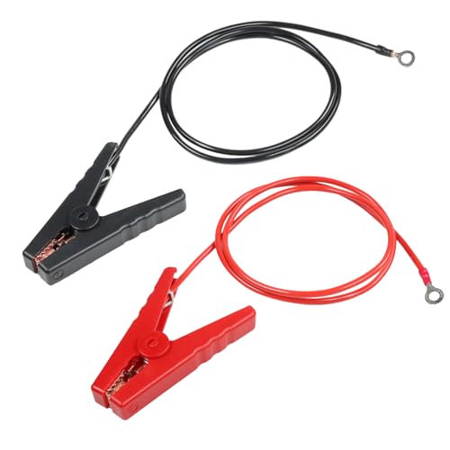 Electric Fence Wire Connect,3 Ft Electric Fence Charger Solar Fence Charger Fence Lead Copper Wire with Alligator Clip (Black+Red)