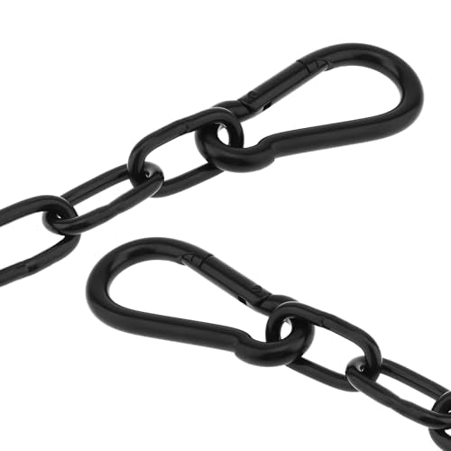 39 inch Gate Chain Lock with Both-Ended M8 Carabiners,Chain Dia 5 mm,Black - size: 39" x 13/64"