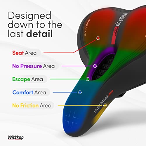 Wittkop Bike Seat I Bicycle Seat for Men and Women, Waterproof Bike Saddle with Innovative 5-Zone-Concept I Exercise Bike Seat for BMX, MTB & Road - style: City