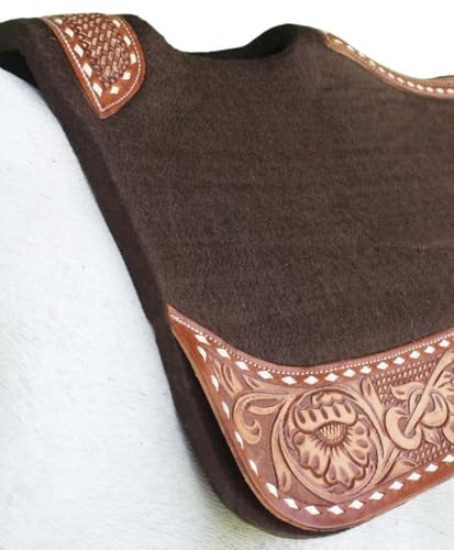 CHALLENGER 32x30 Horse Saddle PAD Western Contoured Wool Felt Moisture Wicking Brown 39209 - color: Brown, size: 32" Spine x 15" Drop