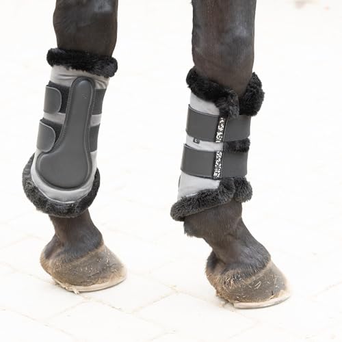 Equinavia Arendal Matching English Riding Horse Set | All Purpose Saddle Pad, Brushing Boots, and Ear Bonnet - color: Grey/Silver