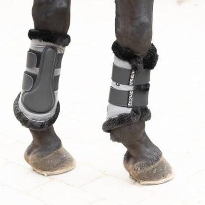 Equinavia Arendal Matching English Riding Horse Set | All Purpose Saddle Pad, Brushing Boots, and Ear Bonnet - color: Grey/Silver
