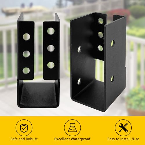 Concealed Joist Hanger Brackets,Woodwork Concealed-Flange Hanger for 2" x 4”(Actual:1.5" x 3.5“) Lumber,U-Shaped Joist Steel Bracket for Wood Fence,Porch,Swing,Handrails(12Pack)