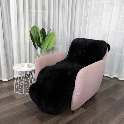 Genuine Sheepskin Rug Natural Wool Fluffy Soft Like Cloud|2 * 6 FT - color: Black, size: 2' x 6' (sheepskin)