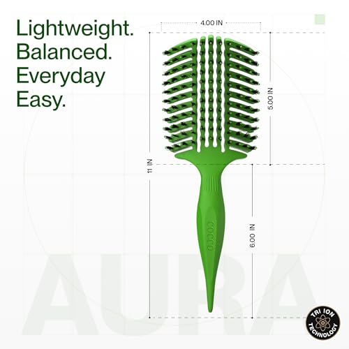COCCO Aura Vent Boar Brush, Dual-Curved Design for Faster Drying - color: Green
