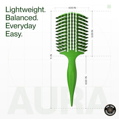 COCCO Aura Vent Boar Brush, Dual-Curved Design for Faster Drying - color: Green