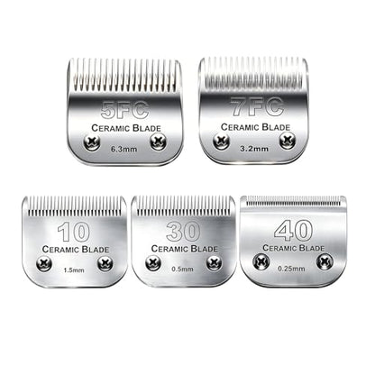 5PCS Dog Grooming Clipper Replacement Blade Compatible with Andis Clipper | Dog Clipper Blade for Oster A5/Wahl KM Series Dog Clipper,Ceramic Blade & Stainless Steel Blade(10+30+40+5FC+7FC) - color: 7 Skip Tooth /3.2mm