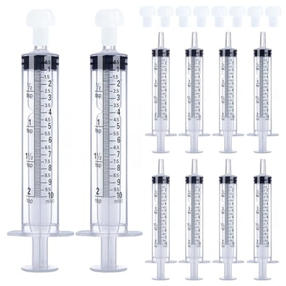 10mL Syringe for Liquid, Food, Oral, Scientific Labs, Measurement, Dispensing, Press-In Adapter, Craft, Big Tip with Cap- 10 Pack 10ml Syringes with tsp & mL Measurement (10ml-TSP, 10) - style: 10 ml-tsp