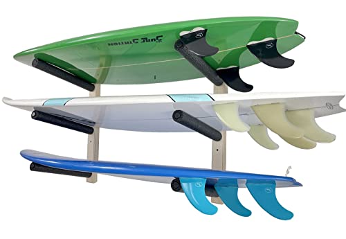 Surfboard, Wakeboard, Kiteboard Wall Rack Mount - Holds 3 Boards