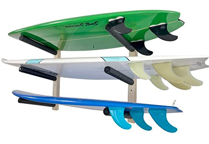 Surfboard, Wakeboard, Kiteboard Wall Rack Mount - Holds 3 Boards