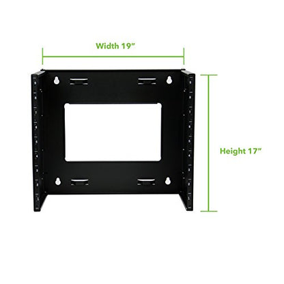 NavePoint 9U Patch Panel Bracket Wall Mount Patch Panel Rack for 19” Networking Equipment – Expandable Mounting Depth 9.5” to 15.5” 4U IT Rack 40lbs Weight Capacity Pre-Assembled - size: 9U