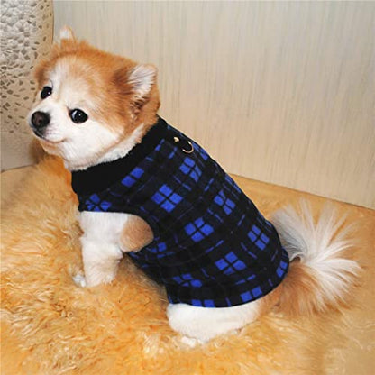 Dog Sweater, Soft Fleece Vest with Leash Ring Pullover Jacket Winter Pet Dog Clothes for Puppy Small Dogs Cat Teddy Chihuahua Yorkshire for Christmas (XS, Blue Plaid) | Winter Jacket,Pet Clothing,Dog Clothes,Puppy,For Small Dogs Cats,Teddy,Cat Apparel,Dog